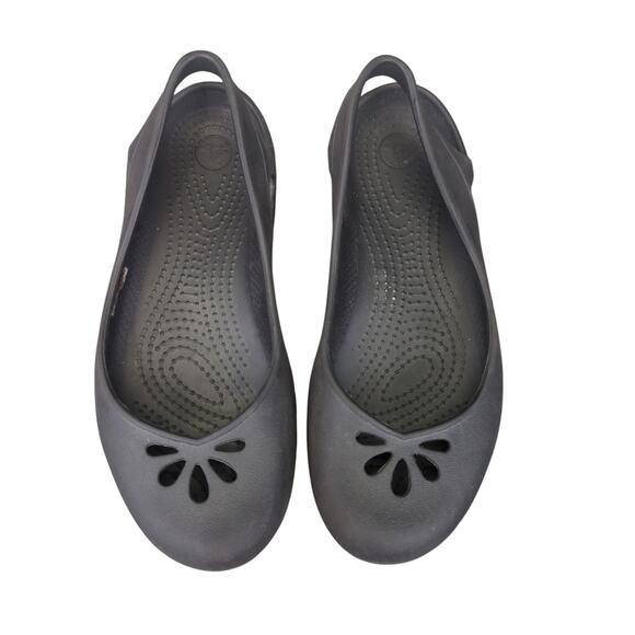 Crocs Taylor Slingback Slip-on Shoes 200092 Black Round Toe Flats Women's Size 7 - Picture 4 of 8